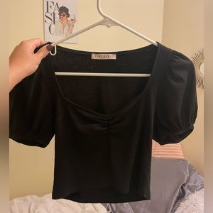 BlueBlush LA black bell sleeve crop top, size S